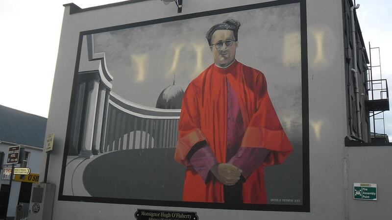 Mural on a Killarney wall honouring Monsignor Hugh O’Flaherty. Photograph: Dmol