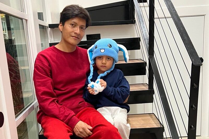 Adrian Conejo Arias and his son, Liam Conejo Ramos, have returned to Minnesota. Photograph: Joaquin Castro via AP