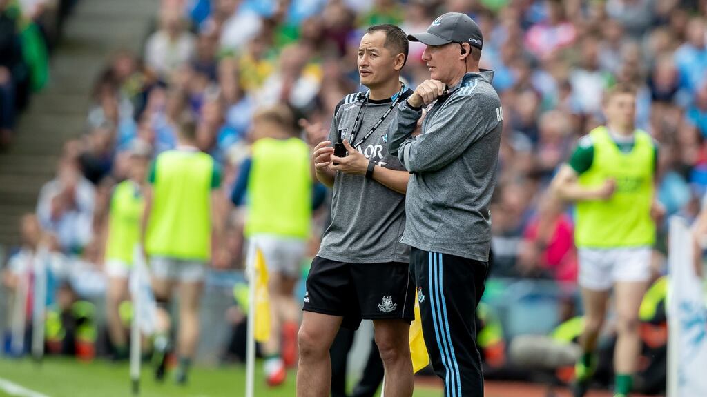 Dublin selector Jason Sherlock and former manager Jim Gavin. Photograph: Morgan Treacy/Inpho