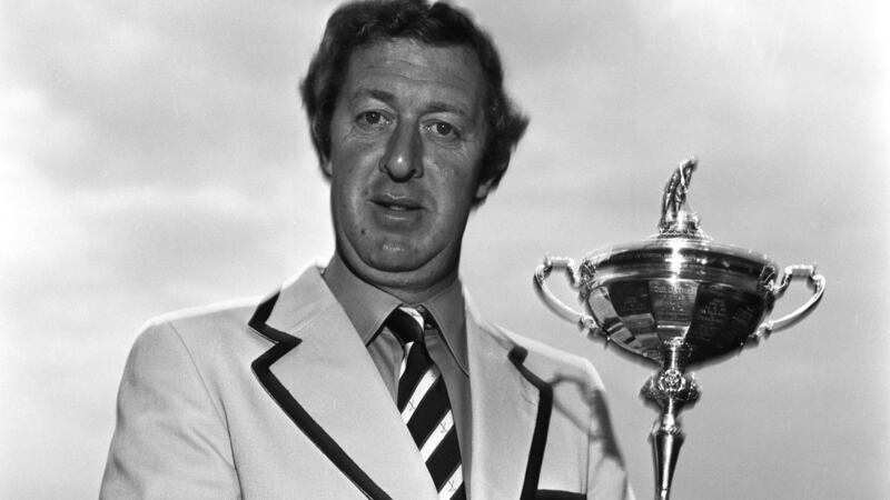 Bernard Hunt with the Ryder Cup in 1975. Photograph:  SNS Group via Getty Images