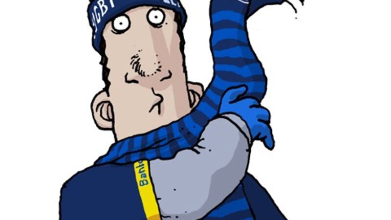 The competition gets under way. The entrants are each told to remove a sock and put it in the pint glass in front of them