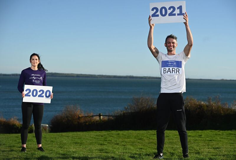 Thomas (right) and Jessie Barr at the launch of the Irish Life Health Runuary Campaign in Dunmore East, Waterford. Photograph: Sam Barnes/Sportsfile