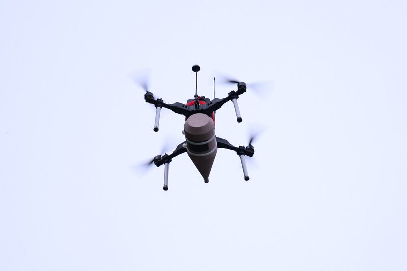 An FPV drone at the Swiss Army's Drones and Robotics Defence Competence Centre near Glarus-Sud. Photograph: Harold Cunningham/AFP via Getty Images