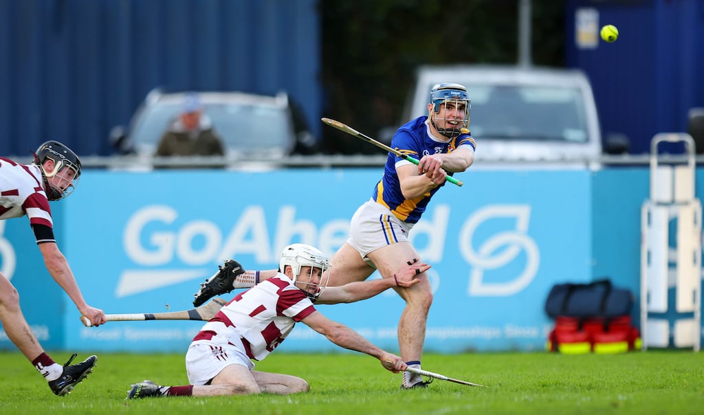 Vince Morgan scores Loughrea’s second goal. Photograph: Ryan Byrne/Inpho