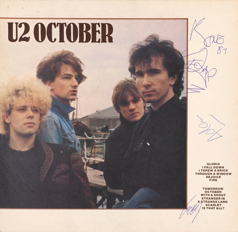 U2 October album cover signed by the band, €1,800-€2,200