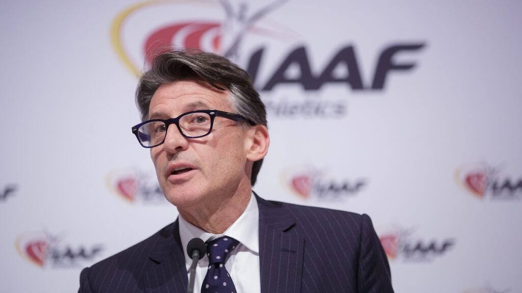 Sebastian Coe, president of the International Association of Athletics Federations (IAAF) at a news conference after a council meeting in Vienna, Austria. Photograph: Lisi Niesner/EPA