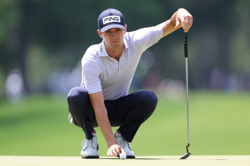 CHARLOTTE, NORTH CAROLINA - MAY 15: Alex Smalley of the United States prepares for a putt on the ninth holeduring the first round of the PGA Championship at Quail Hollow Country Club on May 15, 2025 in Charlotte, North Carolina. (Photo by Andrew Redington/Getty Images)