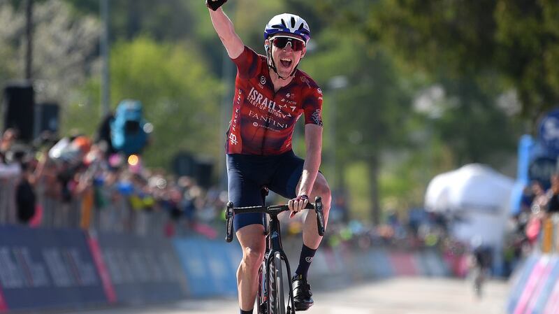 Ireland’s Dan Martin wins  stage 17 of this year’s Giro d’Italia from Canazei to Sega di Ala back in May to complete the hat-trick of stage wins in the Grand Tours. Photograph:  Stuart Franklin/Getty Images