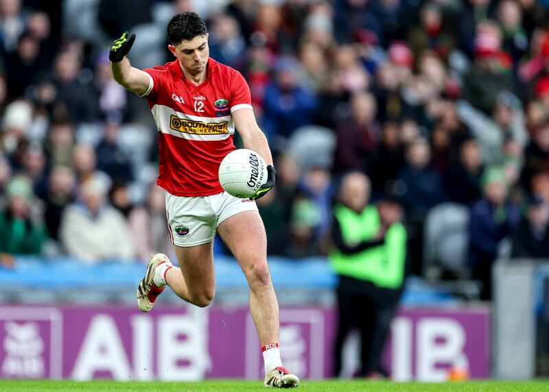 Dingle's Dylan Geaney kicks a two-pointer in the All-Ireland Senior Club Championship final against St Brigid's at Croke Park in January. Photograph: Dan Clohessy/Inpho
