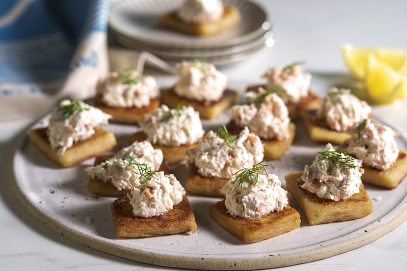 Burren Hot Smoked Salmon spread on potato bread, by Birgitta Curtin of Burren Smokehouse