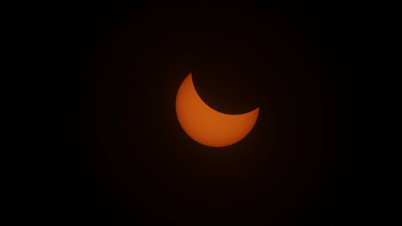 A partially obscured Sun during the solar eclipse as seen in Depoe Bay, Oregon, US, August 21st, 2017. Photograph: Mike Blake/Reuters