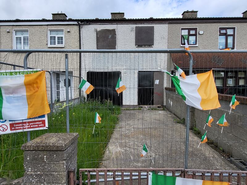 It has become more common in some parts of Dublin for Tricolours to be placed around vacant council houses. Photograph: Conor Lally