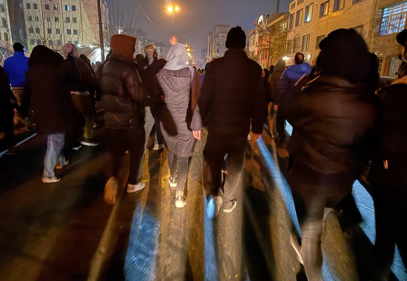 Iranians attend an anti-government protest in Tehran, Iran. Photograph: AP