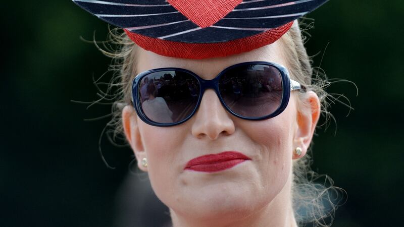 Ann Marie Raftice from Kilkenny, wearing a Martha Lynn design, enjoying Ladies Day at the RDS Horse Show. Photograph: Alan Betson