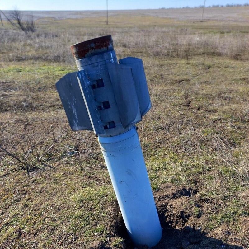 Pieces of missiles found on land belonging to farmer Dmytro in Snihurivka, southeastern Ukraine. Photo: Courtesy of Dmytro