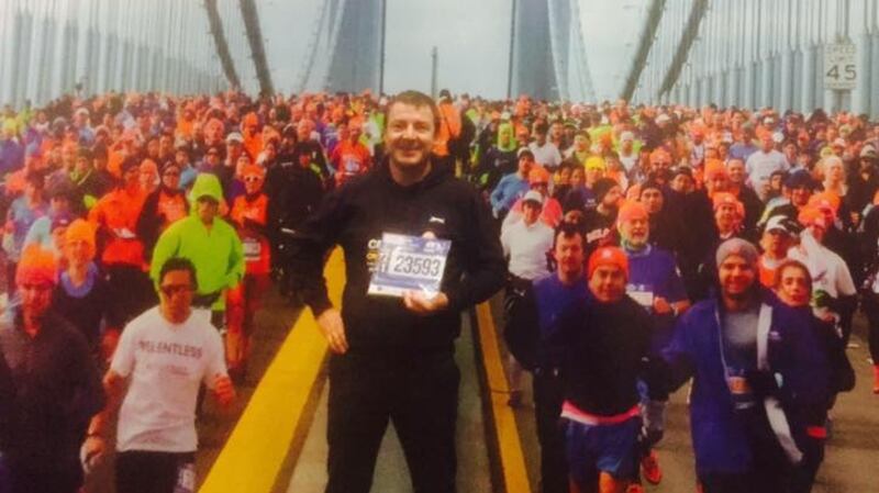 What a scene! The New York Marathon adn runner Shane Leahy.