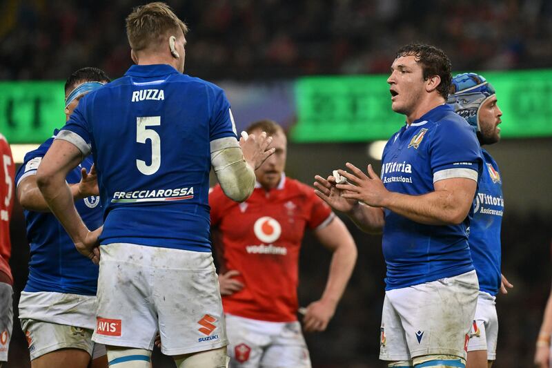 Italy’s Michele Lamaro said Wales subjected his squad to "situations unworthy of a host country." Photograph: Giuseppe Fama/Inpho