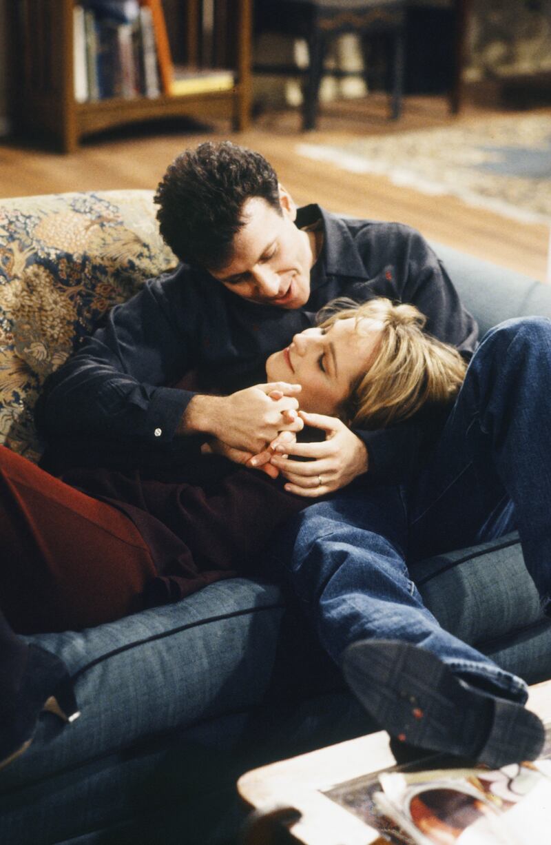 Paul Reiser as Paul Buchman and Helen Hunt as Jamie Stemple Buchman in comedy series Mad About You. Photograph: Paul Drinkwater/NBCU Photo Bank