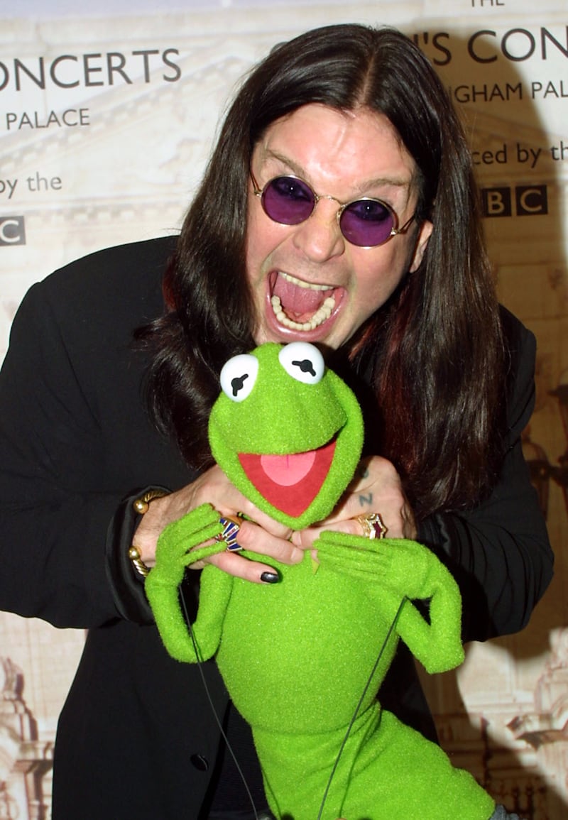 Ozzy Osbourne and Kermit the Frog backstage for a concert to commemorate the Golden Jubilee of Queen Elizabeth II. Photograph: Peter Jordan/PA Wire