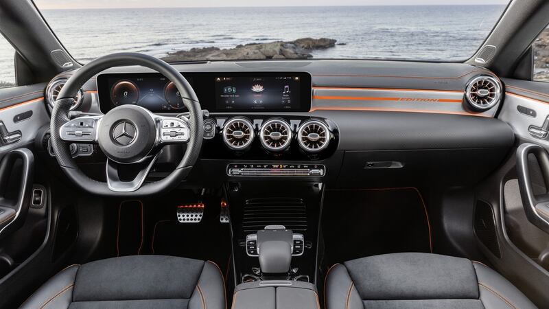 Inside, there’s a lot of tech on offer – the “hey, Mercedes” digital voice control assistant, the augmented reality sat-nav, a heads-up display, and a huge suite of safety gear