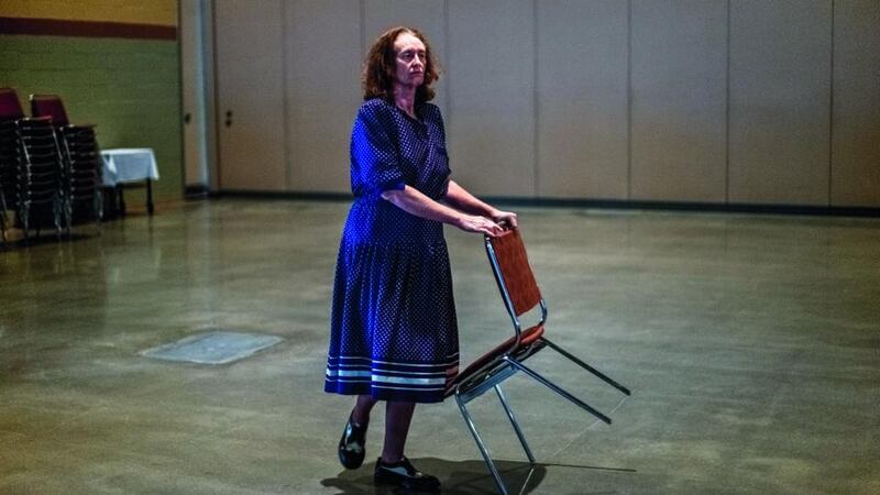 The body politic: A volunteer preparing for the annual Ronald Reagan dinner in Des Moines. Photograph: Peter van Agtmael