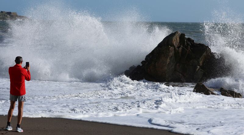 Choppy seas pictured at Killiney beach in Dublin. Photograph: Stephen Collins/Collins Photos