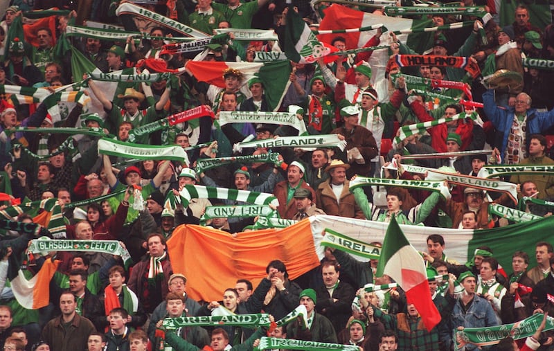 Republic of Ireland fans, who didn't appear to be so numerous before Jack Charlton started delivering success. Photograph: Inpho