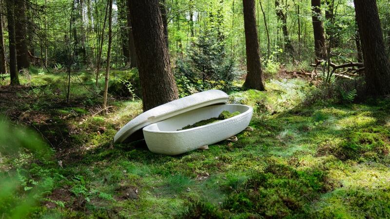 The Loop Living Cocoon, a coffin developed by Dutch inventor Bob Hendrikx and his firm Loop Biotech