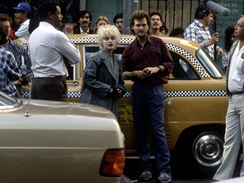 Madonna and director James Foley on the set of the film Who's that Girl, in LA, November 1987. Photograph: Ron Galella Collection via Getty