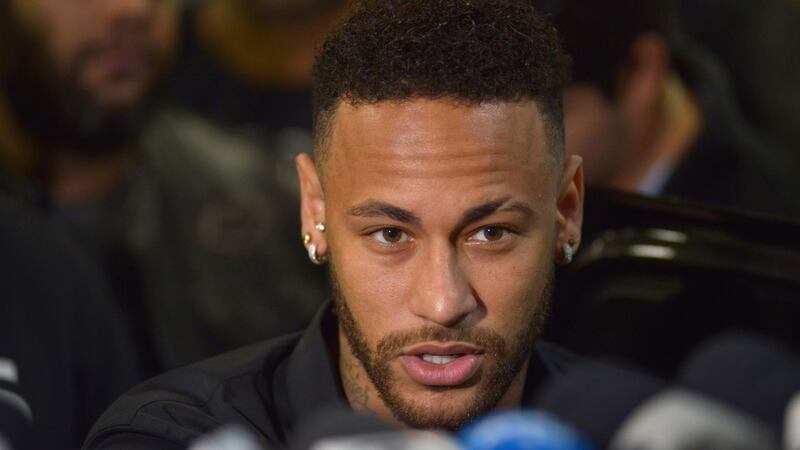Neymar leaves the police station after testifying in Rio de Janeiro, Brazil, on June 6th.  Photograph: Lucas Landau/Reuters