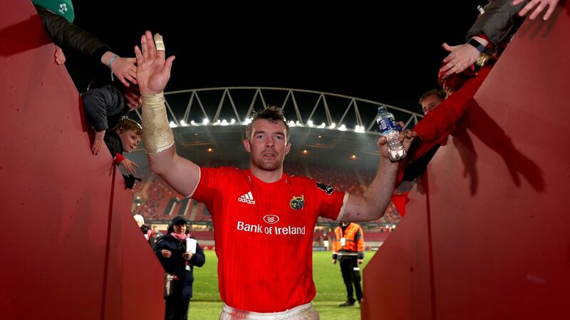 Munster’s Peter O’Mahony leaves the field following  victory over Ulster. Photograph: Dan Sheridan/Ulster