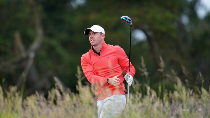 Rory McIlroy on the 10th tee during day two of the Aberdeen Standard Investments Scottish Open at The Renaissance Club, North Berwick. Photo: Jane Barlow/PA Wire