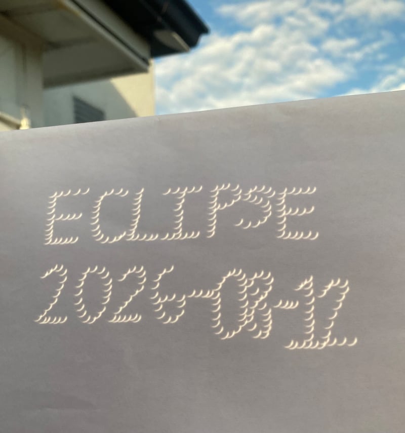 Eclipse pinhole projections from Isobel Murray in Kilkenny. Photograph: Supplied