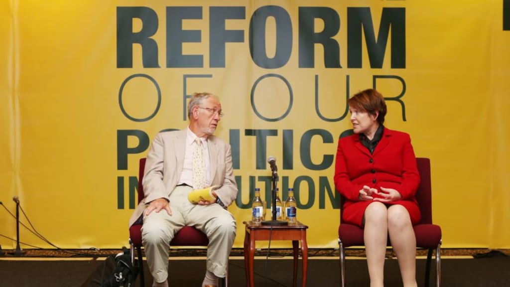 Acting Garda Commissioner Noirin O’Sullivan with MacGill Summer School director Joe Mulholland in Glenties. Photograph: North West Newspix