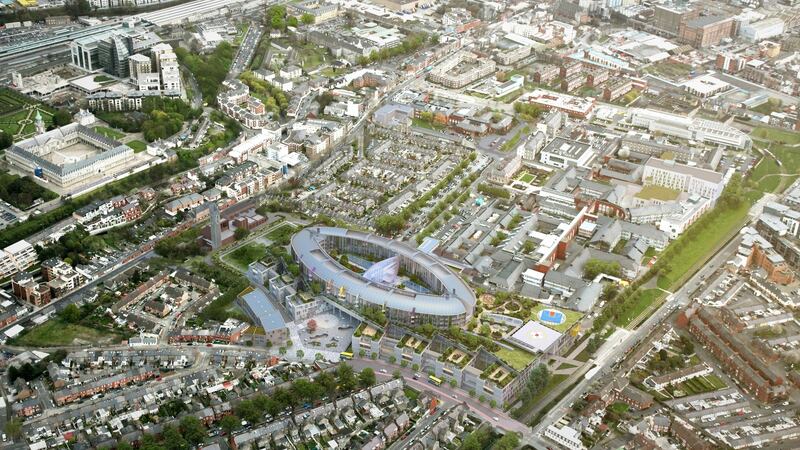 A computer generated image showing how the new children’s hospital will look from the air.