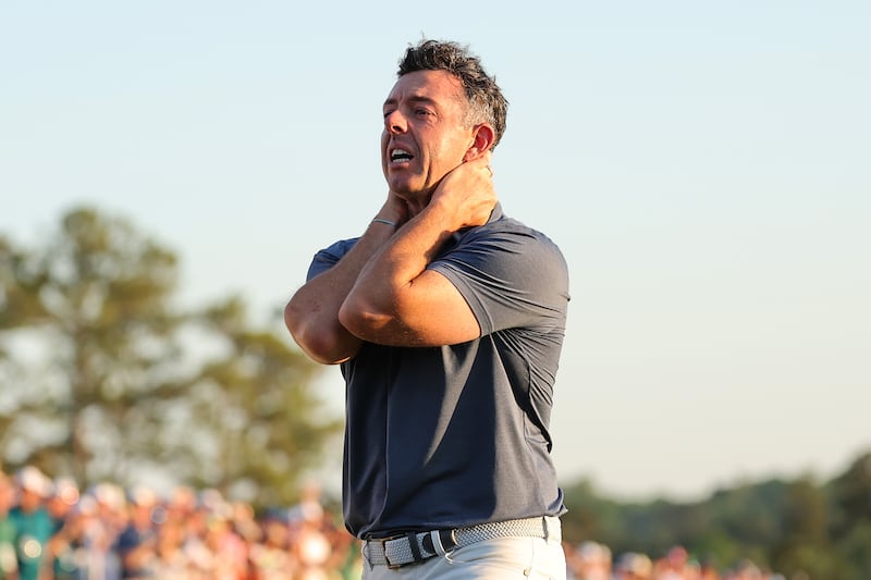 Rory McIlroy celebrates winning the 2025 Masters tournament. Photograph: Michael Reaves/Getty Images