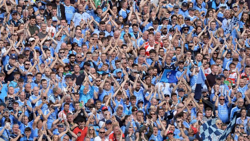 ‘Oh, but it’s wonderful when your county triumphs. So they celebrated on the Hill and around the stadium and feted their heroes.’ Photograph: Dara Mac Dónaill/The Irish Times
