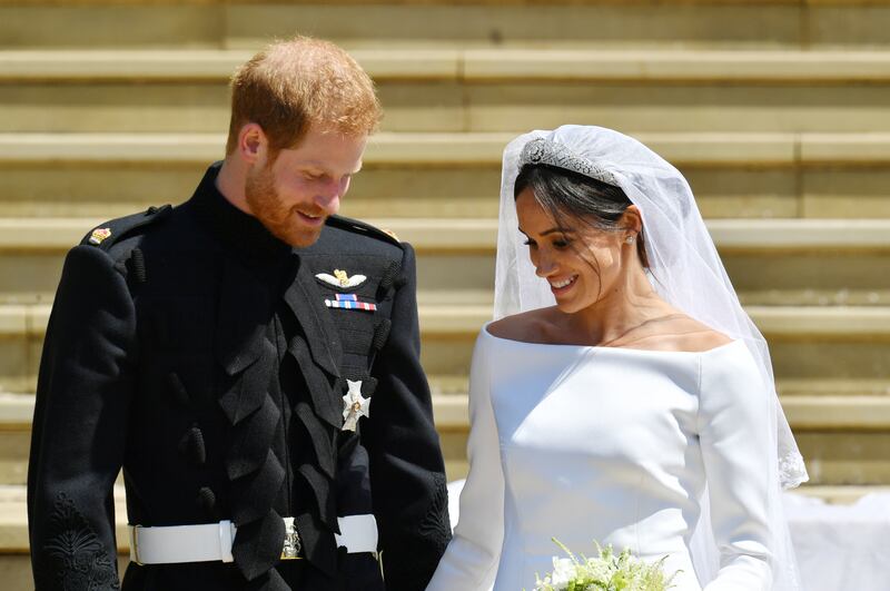 Prince Harry and Meghan Markle after their wedding in St George's Chapel. Photograph: Ben Birchall/PA