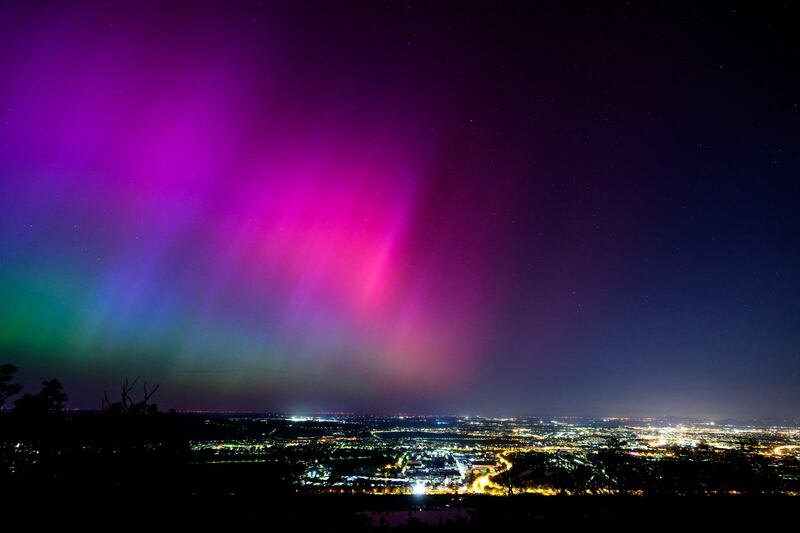 The Northern Lights over Vienna in Austria. Photograph: Max Slovencik/AFP