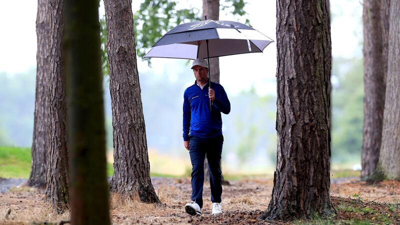 Northern Ireland’s Jonathan Caldwell on the 16th hole during day two of the Betfred British Masters at Close House Golf Club. Photograph: Mike Egerton/PA Wire