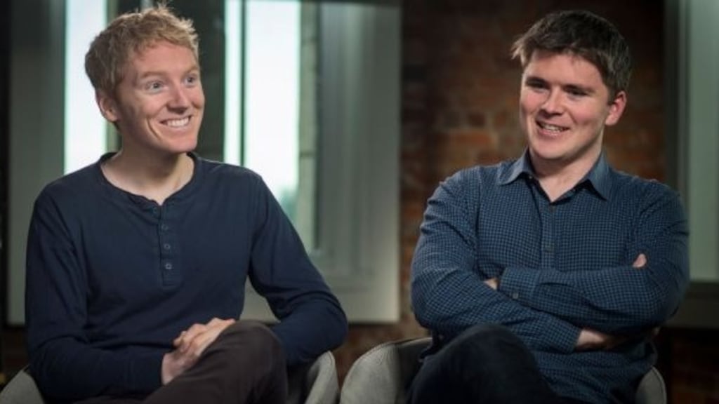 Patrick Collison (left) with brother John Collison. Photograph: David Paul Morris/Bloomberg