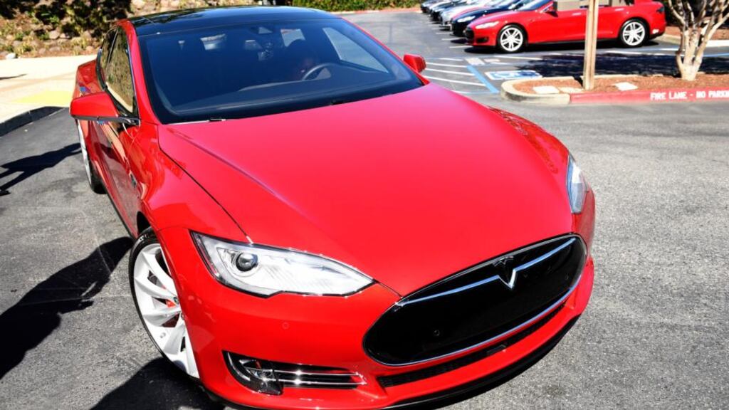 A Tesla Model S at the company’s headquarters in Palo Alto, California.