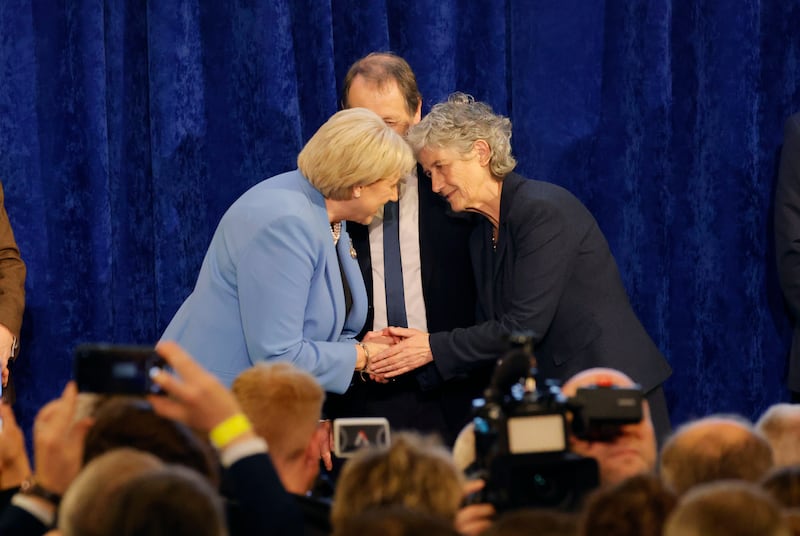 Humphreys congratulates Connolly on stage. Photograph: Alan Betson/The Irish Times