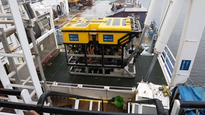 The Marine Institute’s ROV Holland 1 which was lowered into around 40m of water this morning.