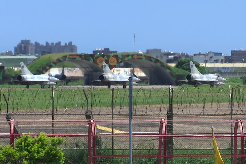 Taiwan Air Force Mirage fighters at an airbase in Hsinchu, Taiwan. Photograph: Johnson Lai/AP