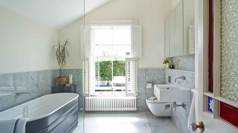 The bathroom.