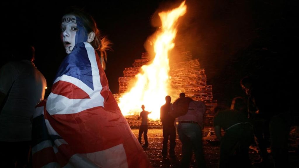 Act of loyalty: bonfire on the Shankill Road. Photograph: Christopher Furlong/Getty