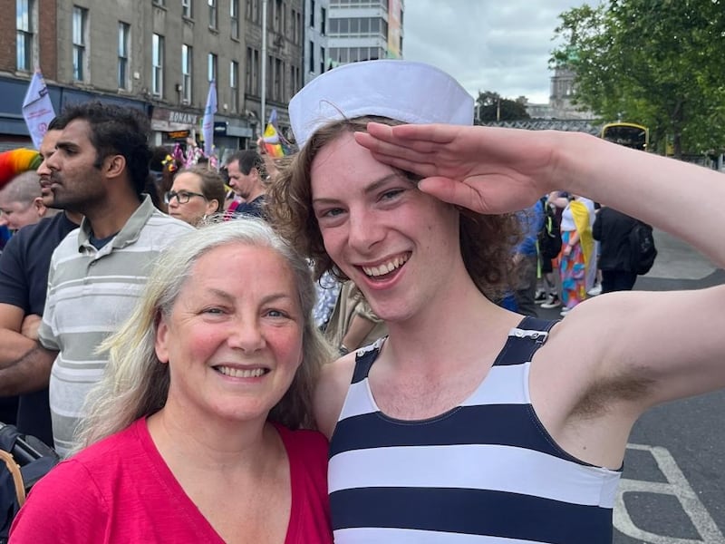 Sean Conroy and his mother Colette at the Dublin Pride Parade on Saturday