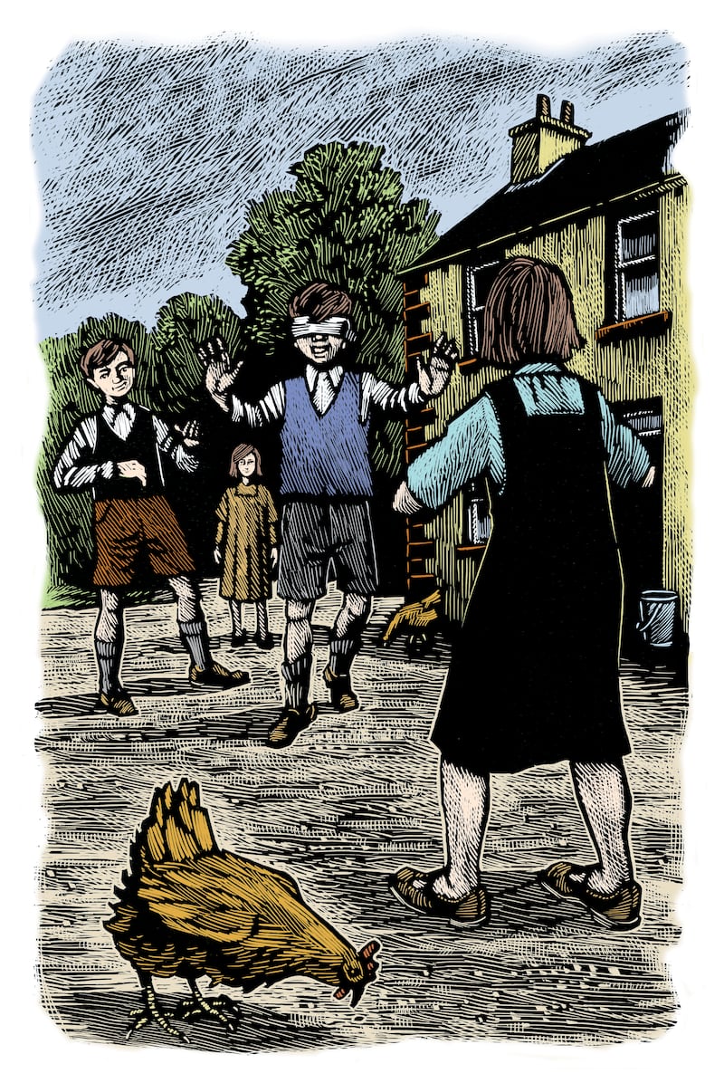 Blind Mans Bluff from Creedon's book  An Irish Folklore Treasury Gill Books 2022. Illustration: Brian Gallagher
