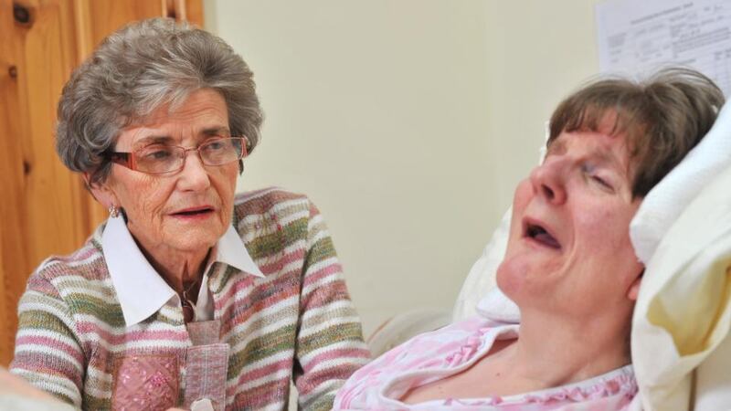 Mary McDonnell and her daughter Sinéad: “I love looking after her but  I get a lot of asthmatic attacks, and I am getting a bit long in the tooth to be doing this. It is very hard going.” Photograph: Daragh Mc Sweeney/Provision